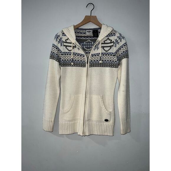 Harley Davidson woemns wool blend zip up knit sweater  size small - Picture 1 of 5